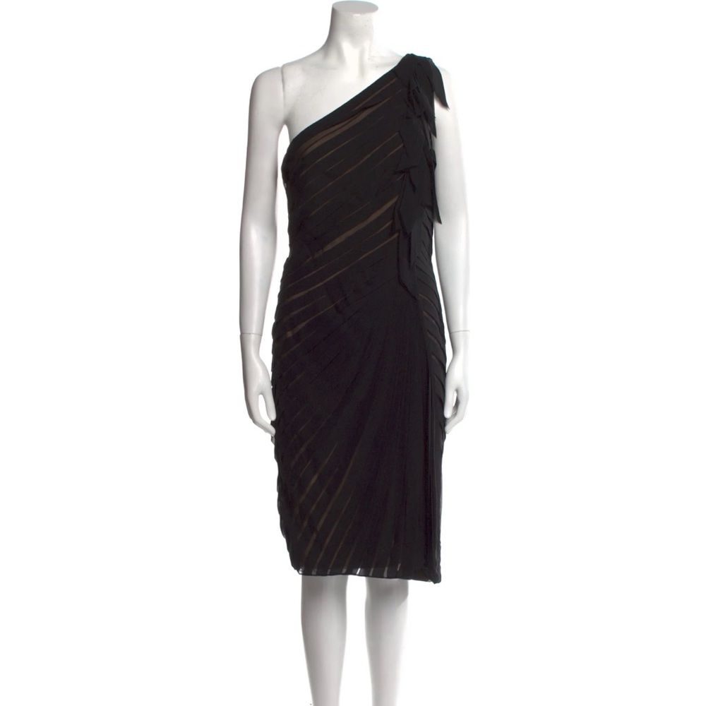 Tadashi Shoji Cocktail Silk Pleated One Shoulder Dress Size 14